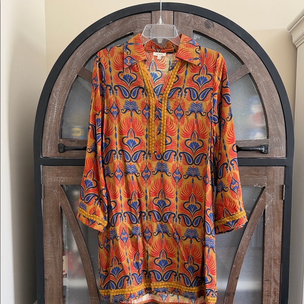 JODIFL Vibrant Orange and Blue Mini Dress
